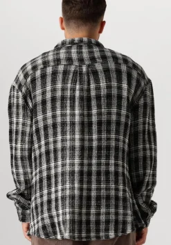 zwarte anerkjendt overshirt aklouis structure check shirt