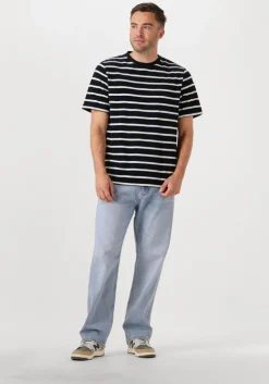 zwarte anerkjendt t-shirt akkikki frotte stripe tee