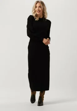 zwarte another label midi jurk elaine dress l/s