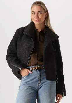 zwarte another label teddy jas juliet biker jacket