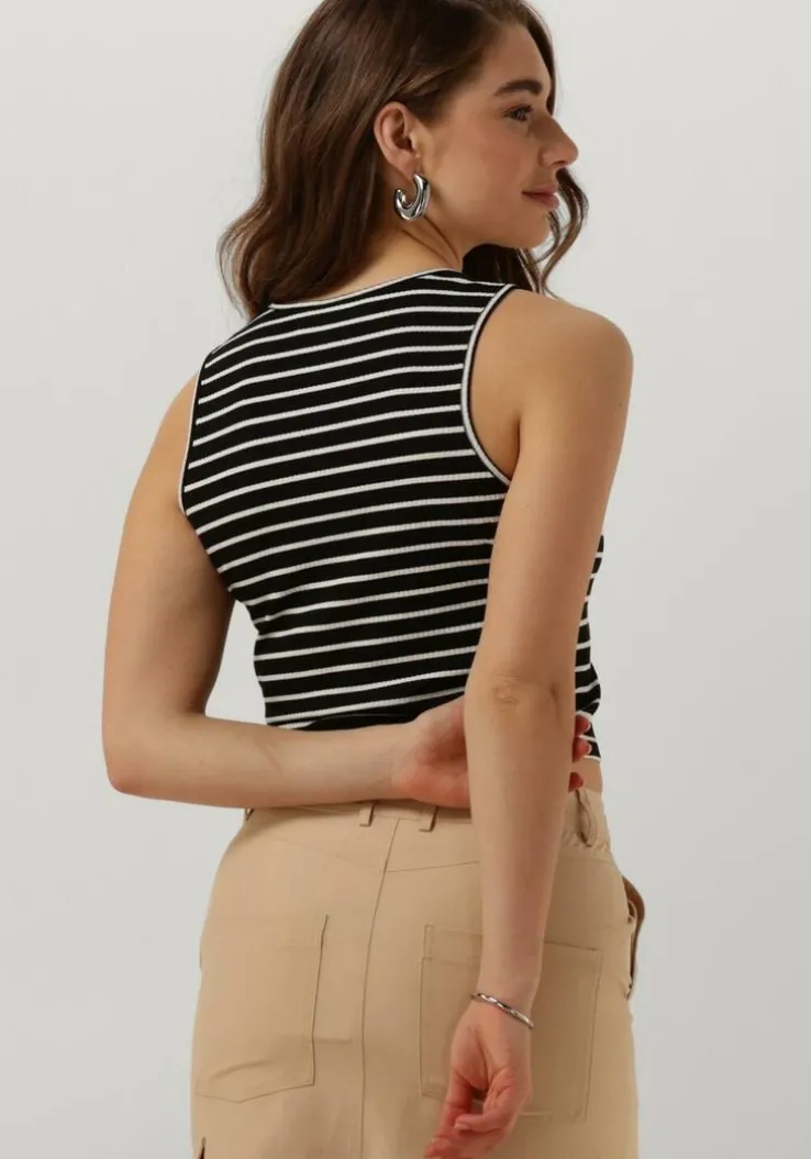 zwarte another label top abelia stripe top s/l