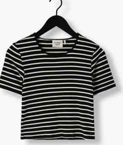 zwarte another label t-shirt elyne stripe t-shirt s/s