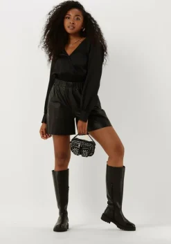 zwarte another label t-shirt linnea shiny top l/s