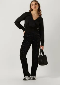 zwarte another label t-shirt linnea shiny top l/s