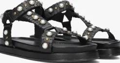 zwarte blasz platte sandalen saran-14