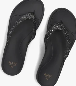 zwarte blasz teenslippers bella 2402