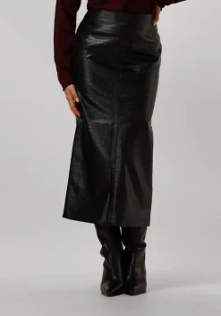 zwarte bruuns bazaar maxirok croco tuanella skirt