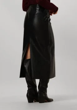 zwarte bruuns bazaar maxirok croco tuanella skirt