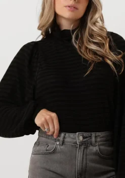 zwarte by-bar tops & t-shirts jojo roll melange stripe top