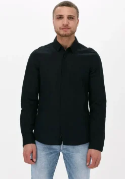 zwarte calvin klein casual overhemd cotton linen chest pocket shirt
