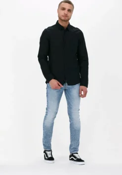 zwarte calvin klein casual overhemd cotton linen chest pocket shirt