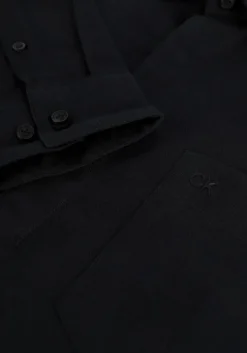 zwarte calvin klein casual overhemd cotton linen chest pocket shirt