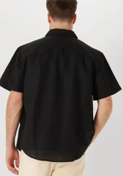 zwarte calvin klein casual overhemd linen cotton s/s shirt