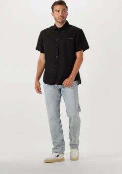 zwarte calvin klein casual overhemd linen cotton s/s shirt