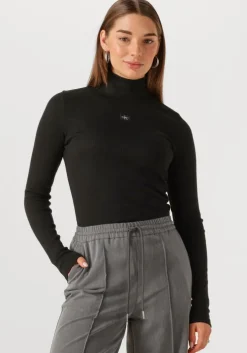 zwarte calvin klein coltrui ls woven label turtleneck