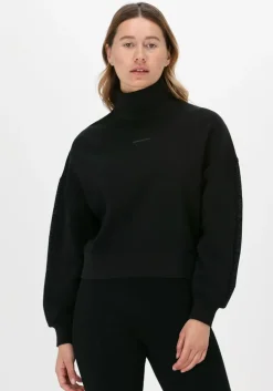 zwarte calvin klein coltrui logo trim roll neck