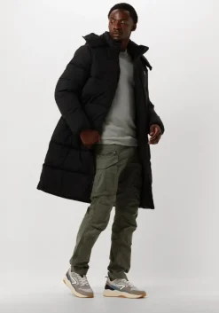 zwarte calvin klein gewatteerde jas essentials non down long parka