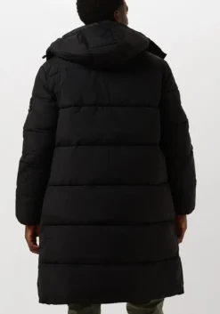zwarte calvin klein gewatteerde jas essentials non down long parka