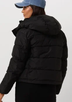 zwarte calvin klein gewatteerde jas matte monologo nd short puffer