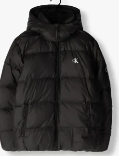 zwarte calvin klein gewatteerde jas essentials down jacket