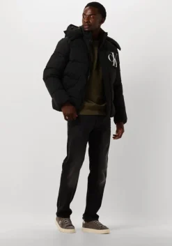 zwarte calvin klein gewatteerde jas essentials non down jacket