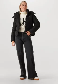 zwarte calvin klein gewatteerde jas matte monologo mw short puffer