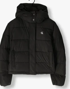 zwarte calvin klein gewatteerde jas matte monologo mw short puffer
