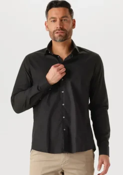 zwarte calvin klein klassiek overhemd poplin stretch slim shirt