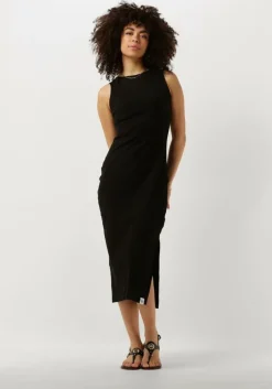 zwarte calvin klein maxi jurk seaming long rib dress