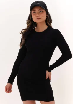 zwarte calvin klein mini jurk badge knitted sleeves dress