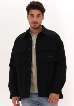 zwarte calvin klein overshirt fleece lined cargo overshirt