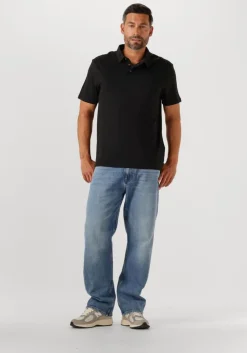 zwarte calvin klein polo ss supima chest emb