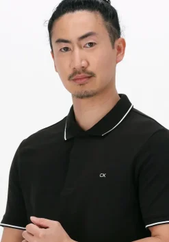 zwarte calvin klein polo stretch pique tipping slim polo