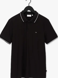 zwarte calvin klein polo stretch pique tipping slim polo