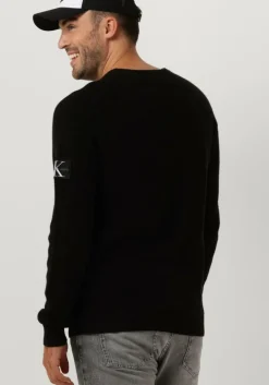 zwarte calvin klein sweater badge easy sweater