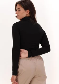 zwarte calvin klein top stacked logo ls roll neck