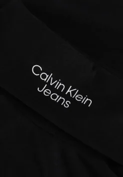 zwarte calvin klein top stacked logo ls roll neck