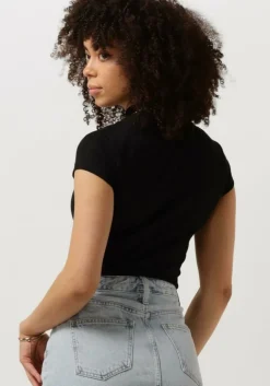 zwarte calvin klein top seaming rib slim tee