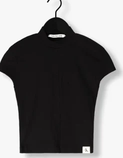 zwarte calvin klein top seaming rib slim tee