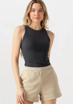 zwarte calvin klein top washed woven label rib tank top