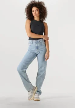 zwarte calvin klein top washed woven label rib tank top