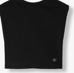 zwarte calvin klein top woven label rib sleeveless top