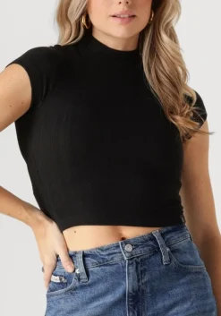 zwarte calvin klein top warm texture rib mockneck top