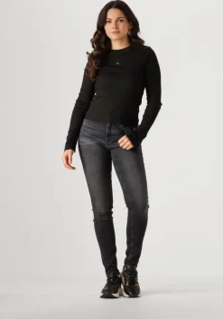 zwarte calvin klein tops & t-shirts woven label rib ls top