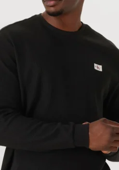 zwarte calvin klein trui ls waffle badge crewnk tee