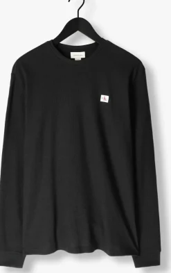 zwarte calvin klein trui ls waffle badge crewnk tee