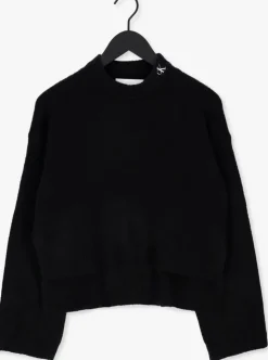 zwarte calvin klein trui fluffy wide open sleeves sweater