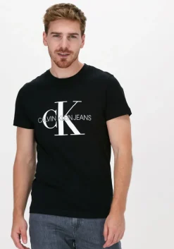 zwarte calvin klein t-shirt iconic monogram ss slim tee