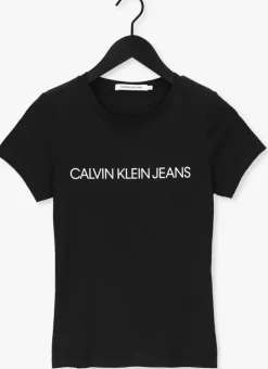 zwarte calvin klein t-shirt core instit logo slim fit tee