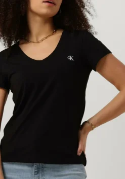 zwarte calvin klein t-shirt ck embroidery stretch